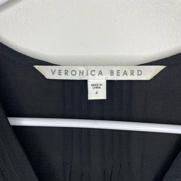 Veronica Beard Jasper Lattice Detail Long Sleeve Dress in Black Size 4 - Picture 4 of 7